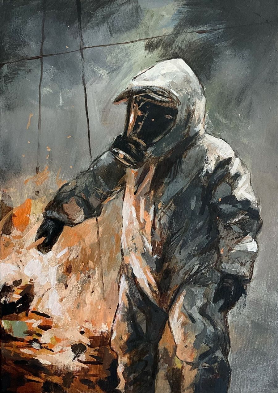 Fight fire with fire, 2025, Acrylic on canvas, 50 x 35 cm