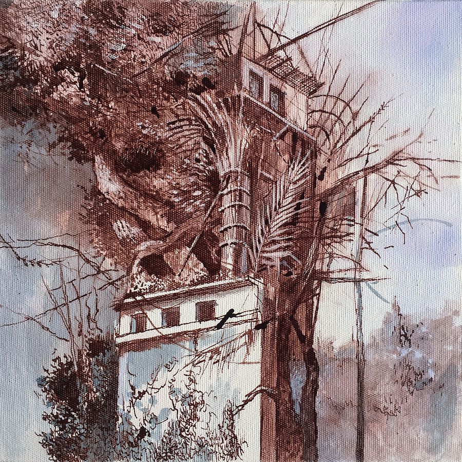 Silence I, 2019, Mixed media on canvas, 25 x 25 cm