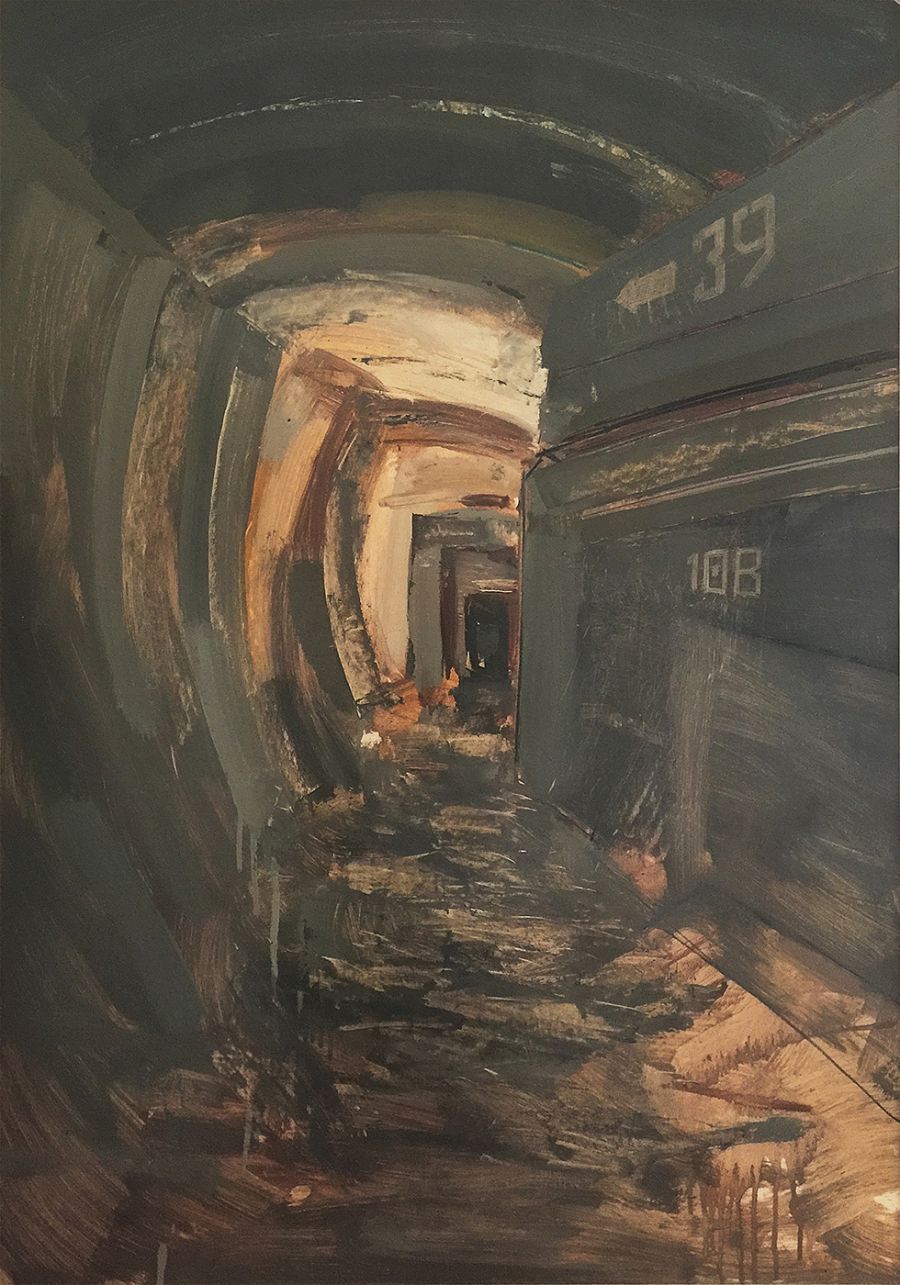 Tunnel, 2004, Oil on paper, 100 x 70 cm