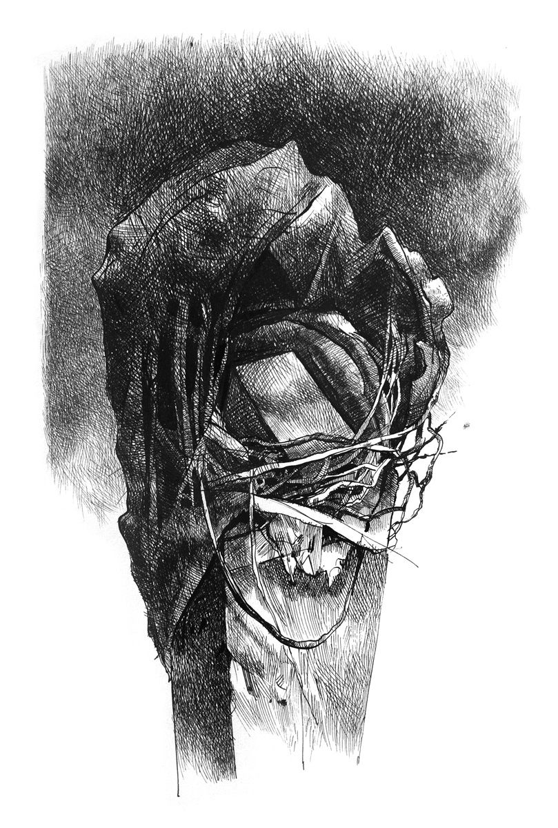 Inception ("Absentpaedia" series), 2020, Ink on paper, 35 x 27 cm