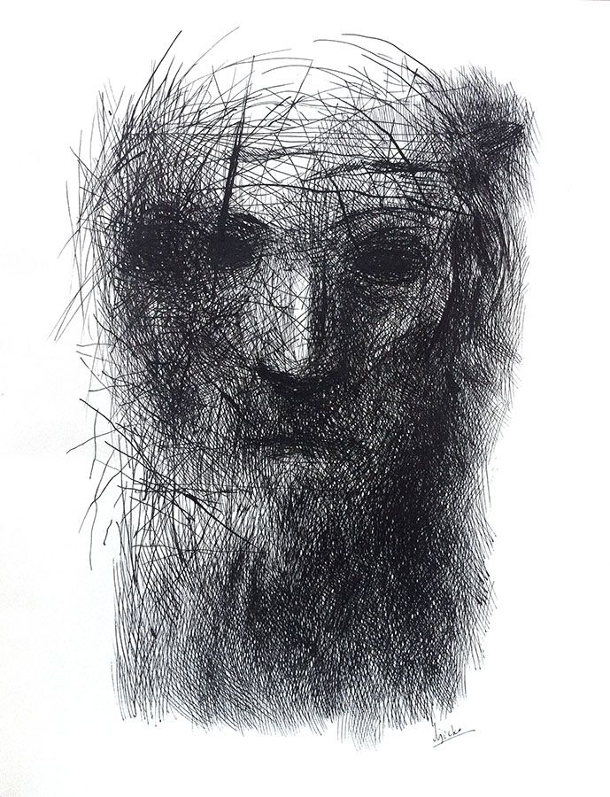 Poet ("Absentpaedia" series), 2019, Ink on paper, 35 x 27 cm