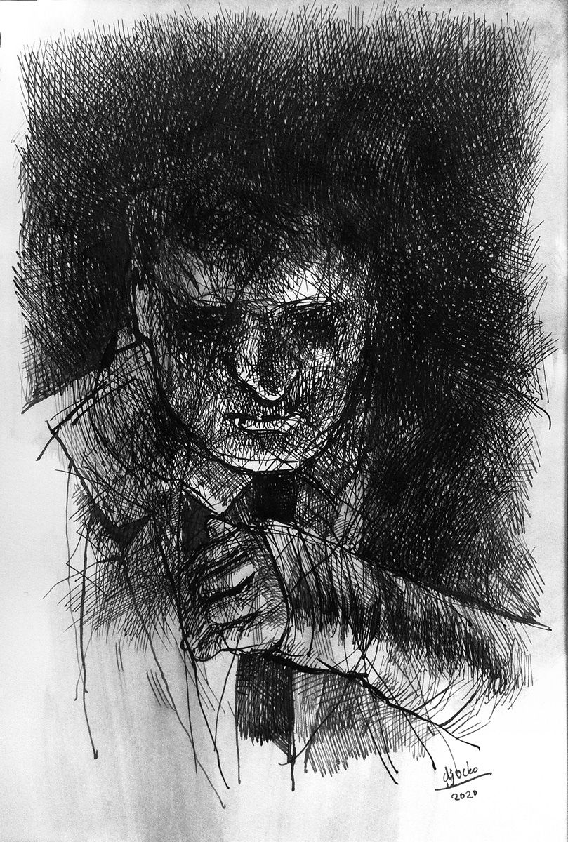 Accident ("Absentpaedia" series), 2020, Ink on paper, 28 x 19 cm