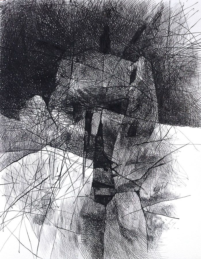 Guardian III ("Absentpaedia" series), 2019, Ink on paper, 35 x 27 cm