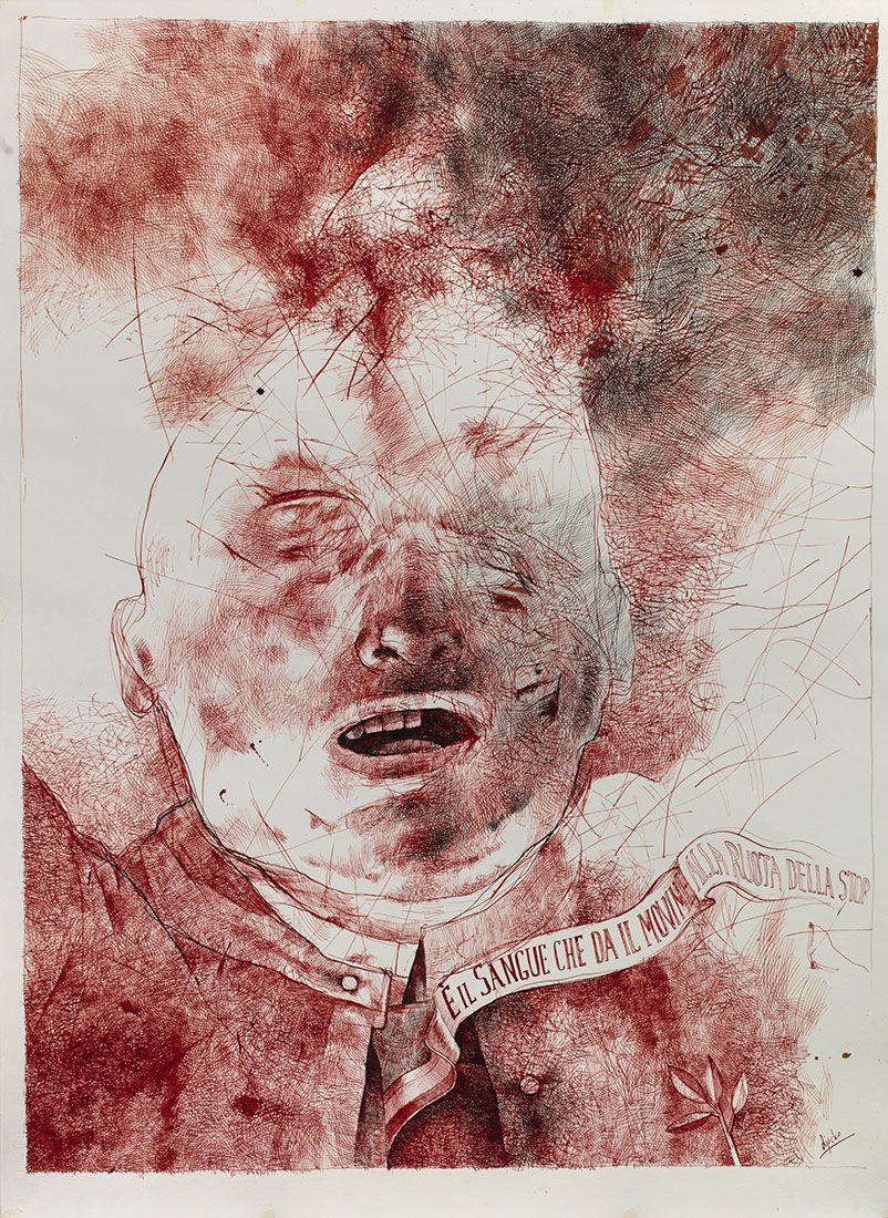 Il Duce, 2015, Ink on paper, 110 x 79 cm