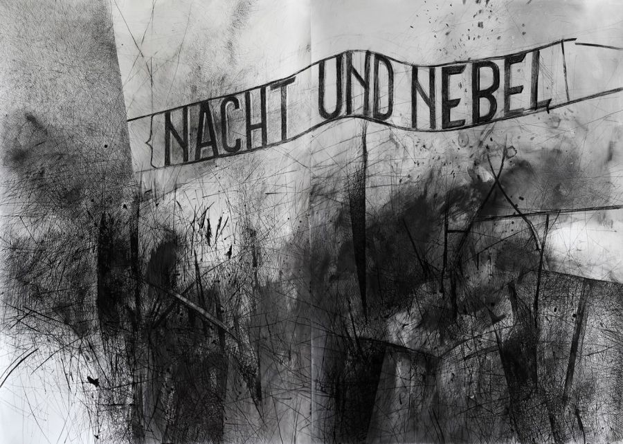 Nacht und Nebel, 2024, Ink on paper, 100 x 140 cm