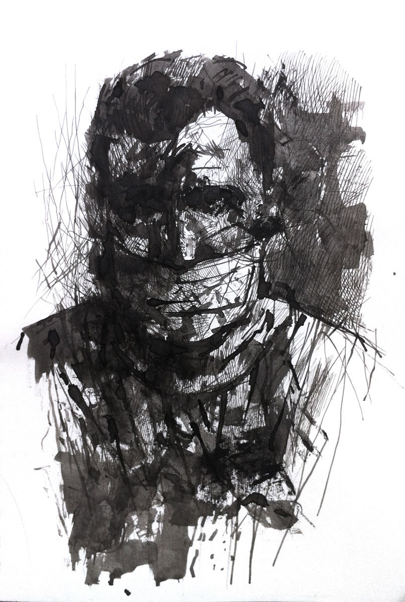 Shift ("Absentpaedia" series), 2020, Ink on paper, 28 x 19 cm